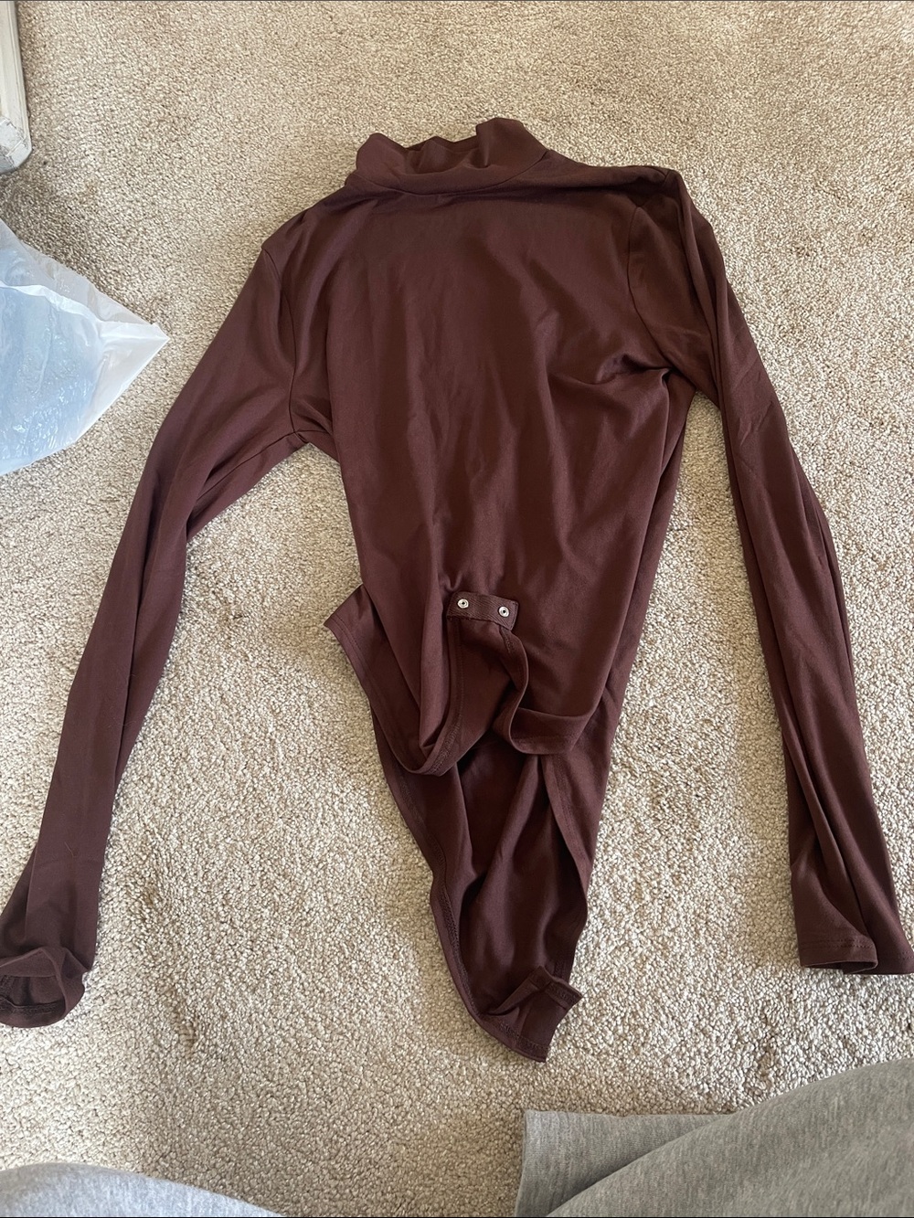 Zenana Outfitters Long Sleeve Mock Neck Bodysuit in Chocolate